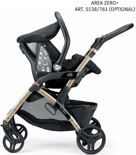 Cam Fluido Easy Adjustable 2 in 1 Baby Stroller Suitable for Newborn Beige