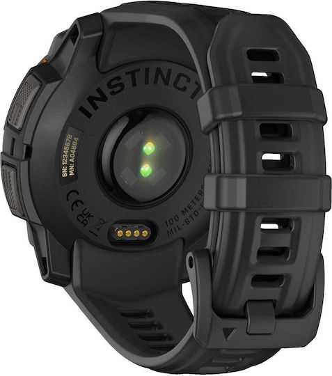 Garmin Instinct 3 Solar Aluminium 45mm Waterproof Smartwatch with Heart Rate Monitor (Black with Black Band)