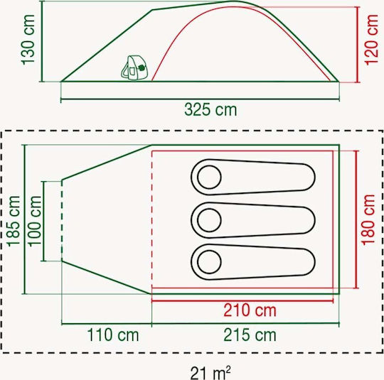 Coleman Darwin 3 Plus Camping Tent Igloo Mountaineering Grey with Double Flysheet 4 Seasons for 3 People Waterproof 3000mm 330x200x130cm