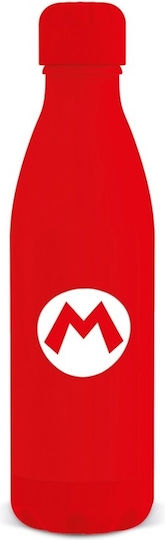 Stor Kids Water Bottle Super Mario Plastic with Screw-On Cap Non Spill Red 600ml