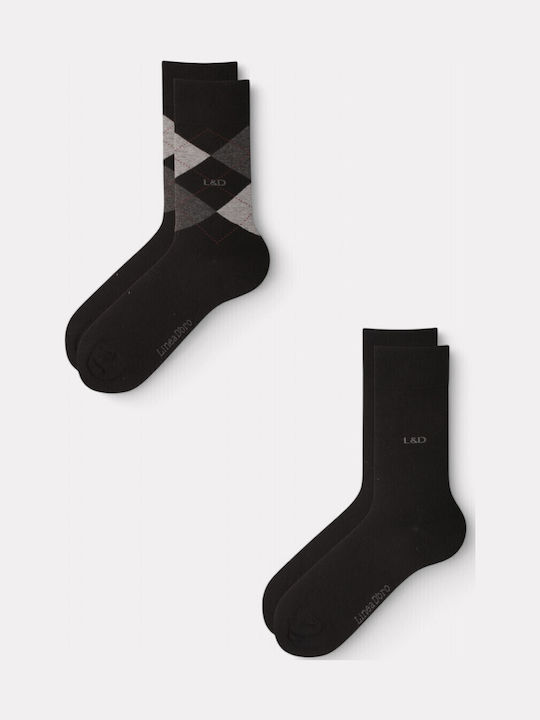 Herren Baumwollsocken Linea D'oro Kariert Sparpack mit 2 Stück Ld502-2-schwarz Herren Baumwollsocken Linea D'oro Kariert Sparpack mit 2 Stück Ld502-2-schwarz