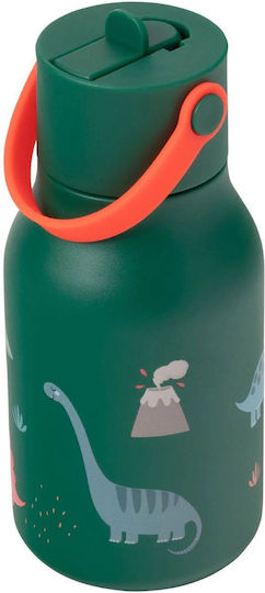 Lund Dino Little Rostfreier Stahl Kinder Trinkflasche Dinosaurier mit Stroh Grüne 400ml