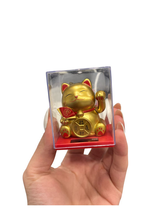 Solar Lucky Cat Decorative Gold Plastic