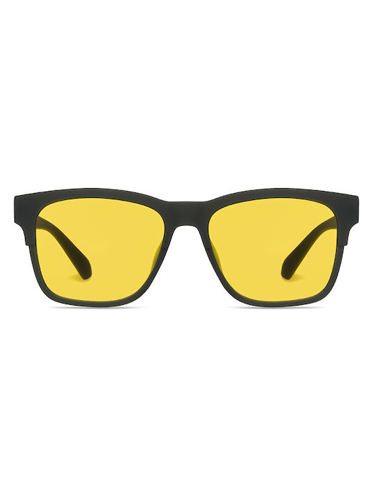 Polareye Unisex Sunglasses with Black Plastic Frame and Yellow Polarized Lens TR7518