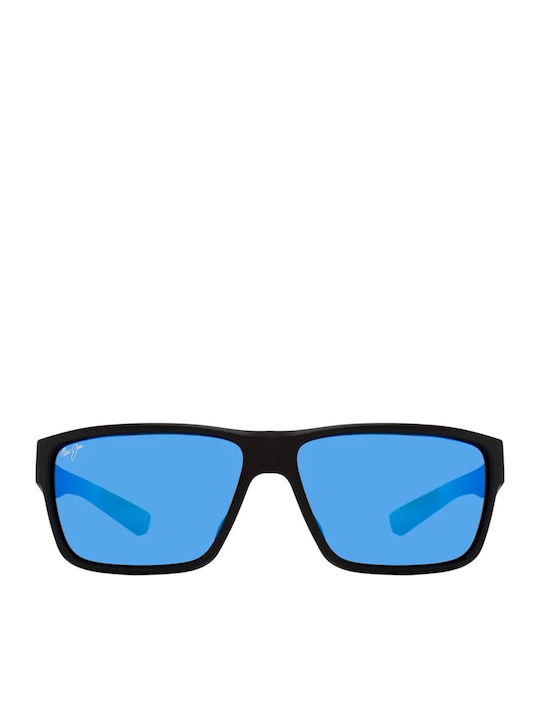 Maui Jim Bărbătești Ochelari de soare cu Negru Cadru și Albastru Oglindă Lentilă B662-02