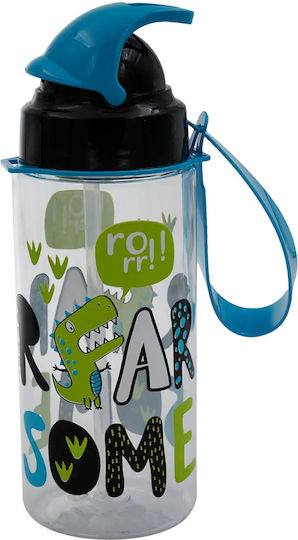 Sidirela Sonic Plastic Kids Water Bottle Dinosaurs with Straw Non Spill Multicolour 500ml E-4226