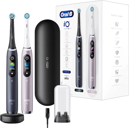 Oral-B iO Series 9 Duo Електрическа Четка за Зъби с Таймер и Калъф за Пътуване Black Onyx / Rose Quartz