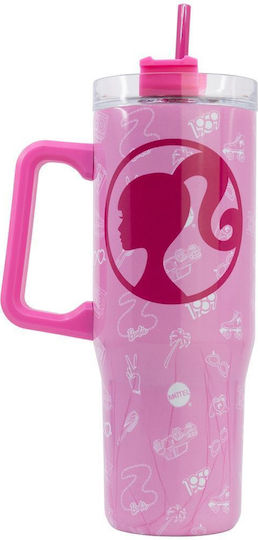 Stor Insulated Stainless Steel Kids Water Bottle Barbie with Straw 940ml (Various Designs/Colors)