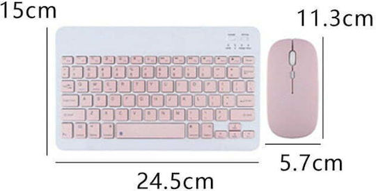 Yelandar AN-030 Kabellos Bluetooth Tastatur & Maus Set Englisch US Rosa