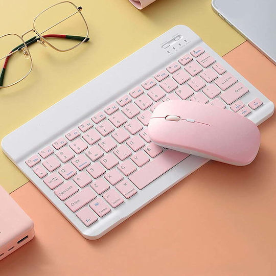Yelandar AN-030 Kabellos Bluetooth Tastatur & Maus Set Englisch US Rosa