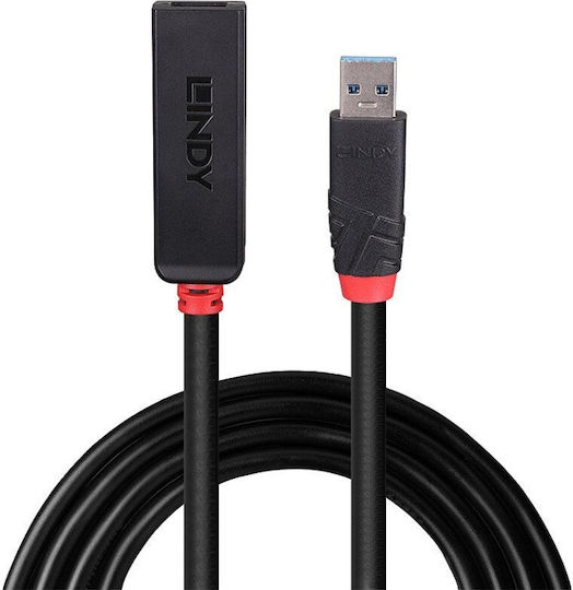 Lindy USB 2.0 Cable USB-A male - USB-A female Μαύρο 5m 43401