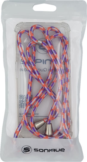 Carcasă transparentă din silicon Sonique Armor cu cordon pentru Samsung Galaxy M55 5G Rainbow Coral
