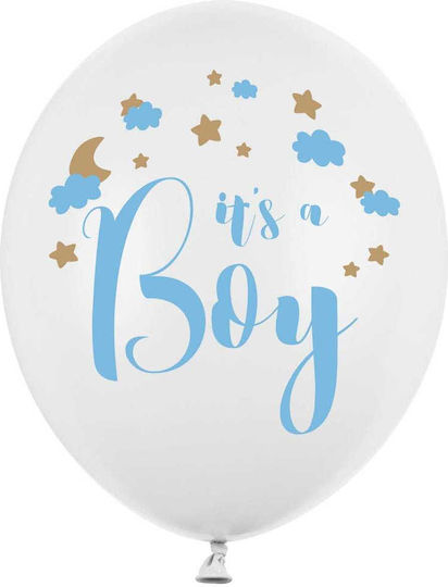 Σετ 6 Μπαλόνια Baby Shower Latex Λευκά 30εκ.