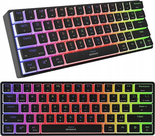 Genesis Thor 660 G2 Гейминг Механична Клавиатура 60% с Гатерон Браун суичове и RGB подсветка (Английски US) Черен