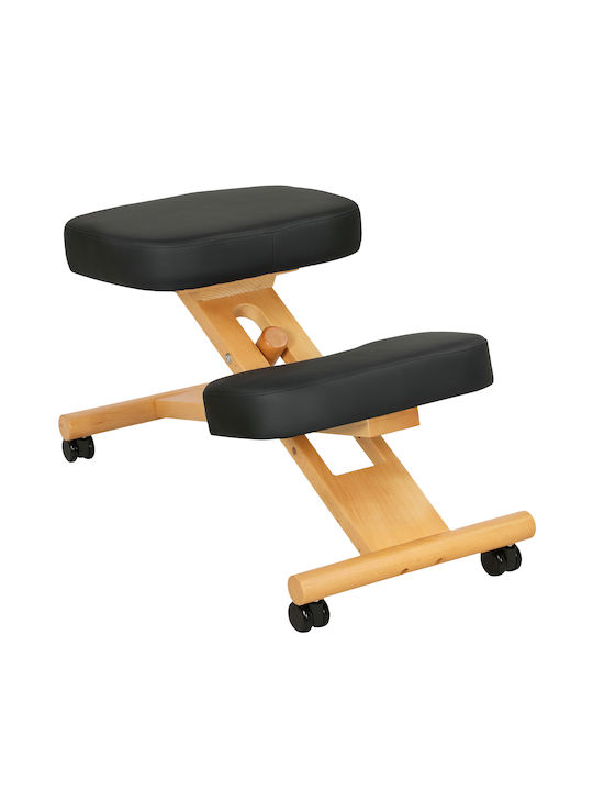 Ergonomic Kneeling Chair Adjustable Height Casters Wood 42 X 70 X 42-52 Cm Black 921-790v01bk Homcom