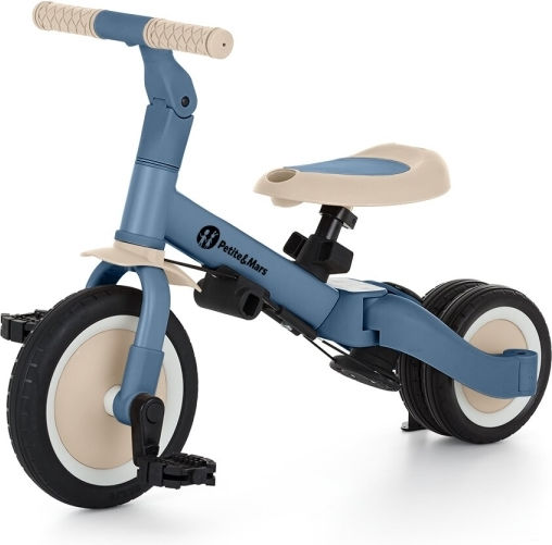 Petite & Mars Turbo Tricicletă Pentru Copii Cu Mâner Pentru Părinți 5 În 1 Pentru 18 Luni Albastră