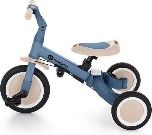 Petite & Mars Turbo Tricicletă Pentru Copii Cu Mâner Pentru Părinți 5 În 1 Pentru 18 Luni Albastră