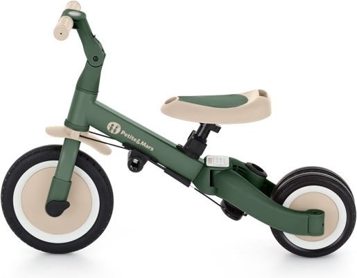 Petite & Mars Turbo Tricicletă Pentru Copii Cu Mâner Pentru Părinți 5 În 1 Pentru 18 Luni Verde