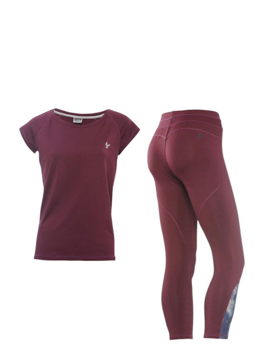 Freddy Wr.up Set Women's Capri Training Leggings Burgundy