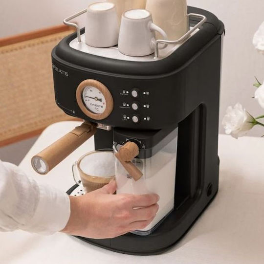 Create Thera Retro Pro Espressomaschine 1250W Druck 20bar für Cappuccino Schwarz