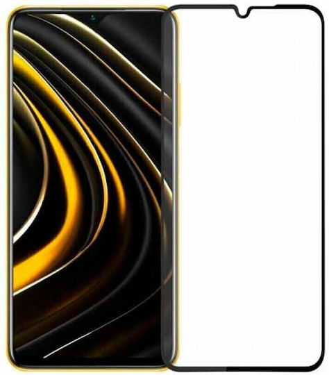 Glass-full Cover Glass Silk-screen Schutzglas Vollflächig gehärtetes Glas Schwarz (Poco M3)