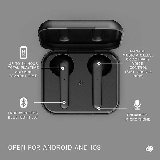 Urbanista Stockholm In-ear Bluetooth Handsfree Ακουστικά με Θήκη Φόρτισης Μαύρα