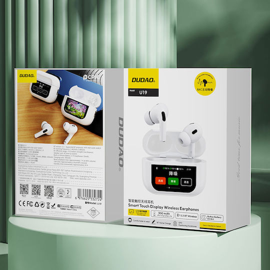 Dudao U19 In-ear Bluetooth Handsfree Ακουστικά με Θήκη Φόρτισης Λευκά