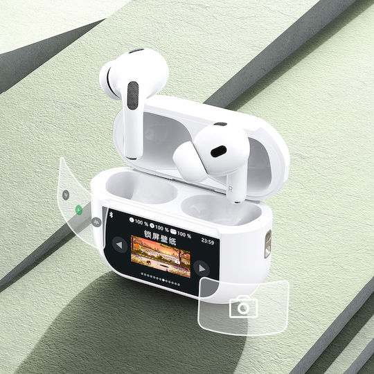 Dudao U19 In-ear Bluetooth Handsfree Ακουστικά με Θήκη Φόρτισης Λευκά