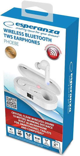 Esperanza EH230W In-ear Bluetooth Handsfree Ακουστικά με Θήκη Φόρτισης Λευκά