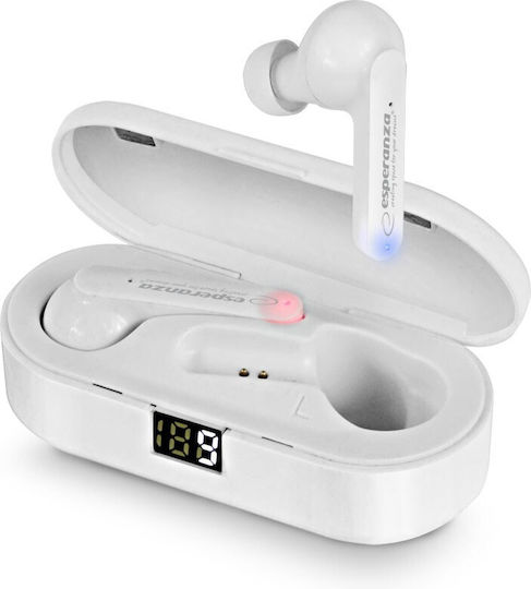 Esperanza EH230W In-ear Bluetooth Handsfree Ακουστικά με Θήκη Φόρτισης Λευκά