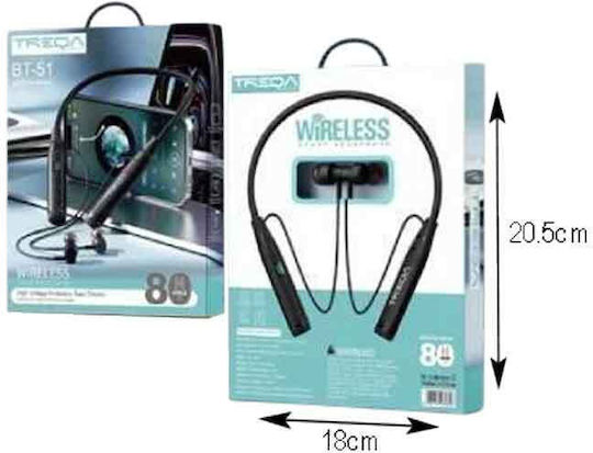 Treqa BT-51 In ear Bluetooth хендсфри Слушалки Черен