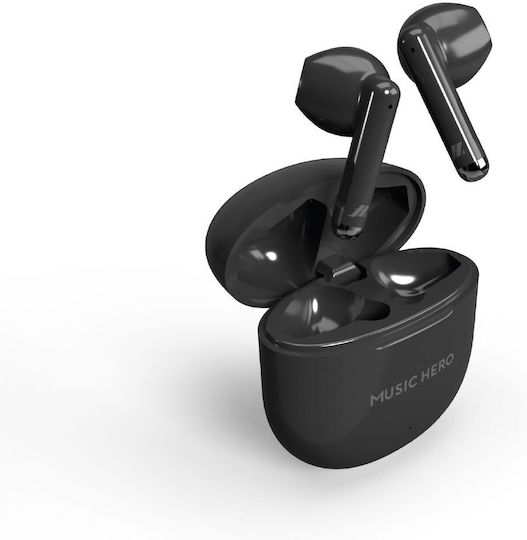 SBS Hero Nubox Earbud Bluetooth Handsfree Ακουστικά με Θήκη Φόρτισης Black