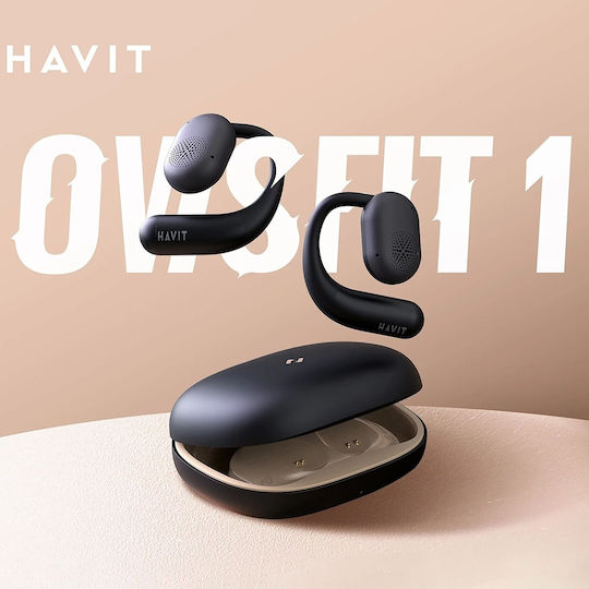 Havit OWSFIT 1 OWS914 Open Ear Bluetooth Handsfree Ακουστικά με Αντοχή στον Ιδρώτα και Θήκη Φόρτισης Μαύρα