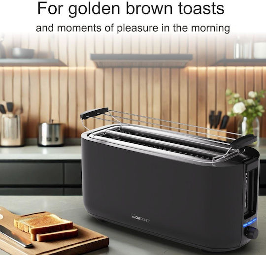 Clatronic Prăjitor de pâine 4 sloturi 1400W Negru