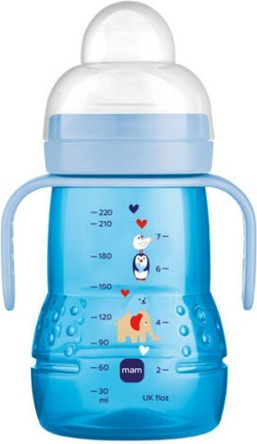 Mam Trainer+ Night Educational Sippy Cup Plastic with Handles Light Blue Blue for 4m+m+ 220ml