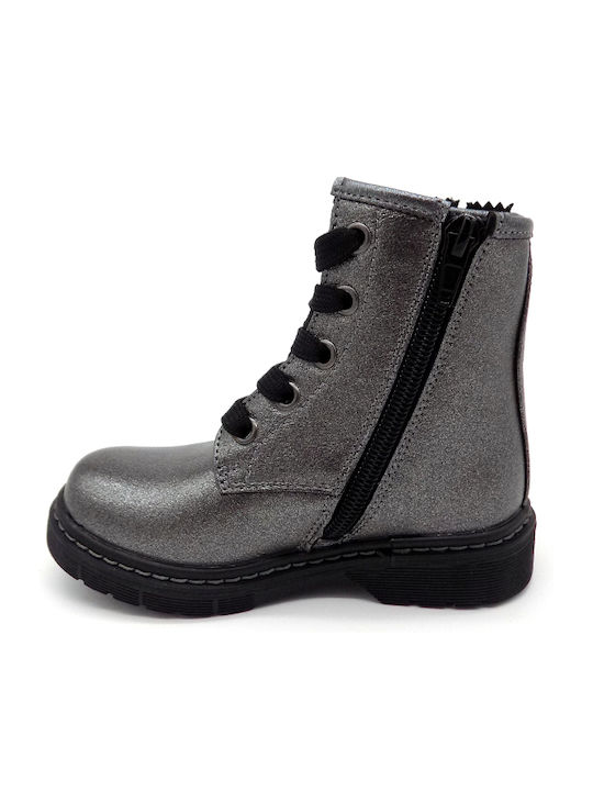 Lederne Kinderstiefel mit Reißverschluss Gray