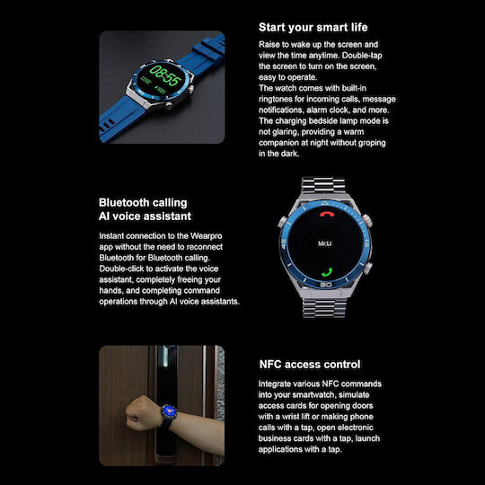 NO.1 ULTRA Mate Smartwatch με Παλμογράφο (Ασημί Κάσα / Ασημί Λουρί Μεταλλικό)
