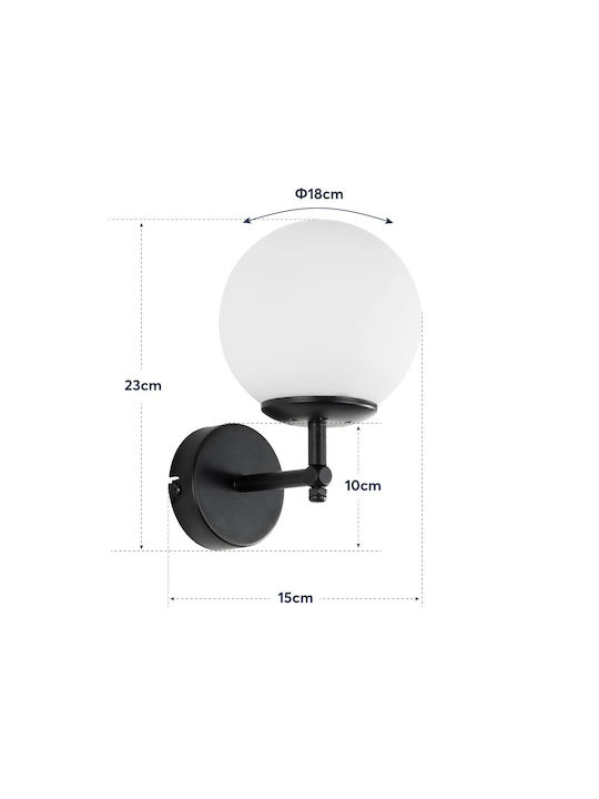 GloboStar Dalph Vintage Φωτιστικό Τοίχου με Ντουί E27 Μαύρο 15x18x24.5εκ.