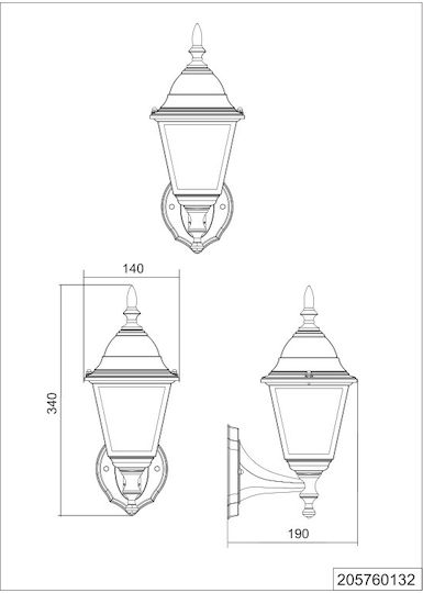 Trio Lighting Осветително тяло За стена с фасунга E27 Черен 14x19x14см.