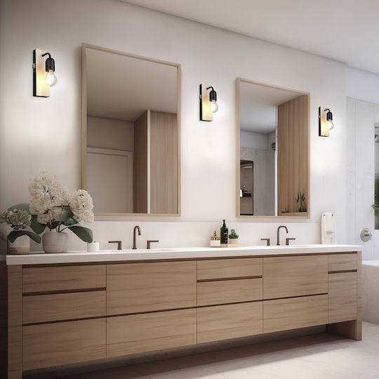 Trio Lighting Μοντέρνο Φωτιστικό Μπάνιου με Ντουί E27 και Διακόπτη Μπεζ 8x11x8εκ.