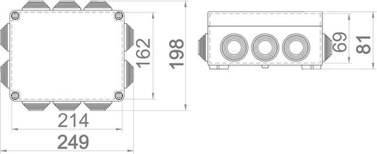 Eurolamp Elektrisches Gehäuse für Außenmontage Verzweigung IP55 in Gray Farbe