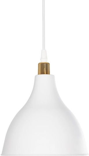 GloboStar Rade Hängelampe Weiß Glocke mit Fassung E27 17.5x17.5x56cm.