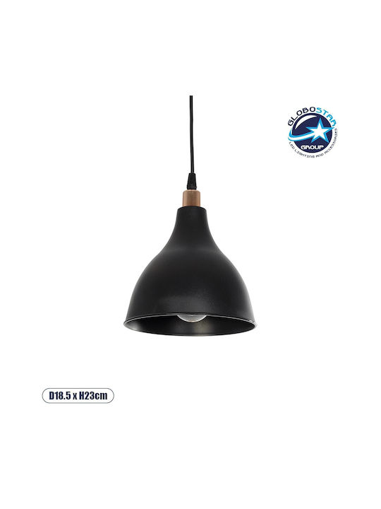 GloboStar Rade Pendant Light Black Bell with Socket E27 17.5x17.5x56cm