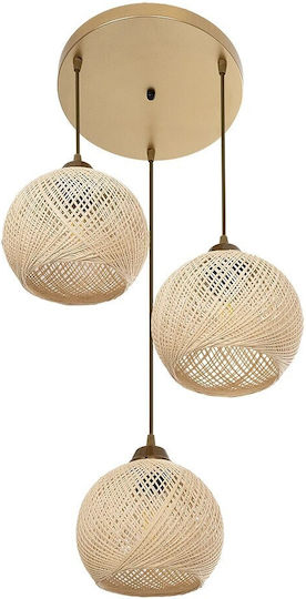 GloboStar Yasam Hängelampe Beige Boho mit Seil für Fassung E27 35x35x80cm.