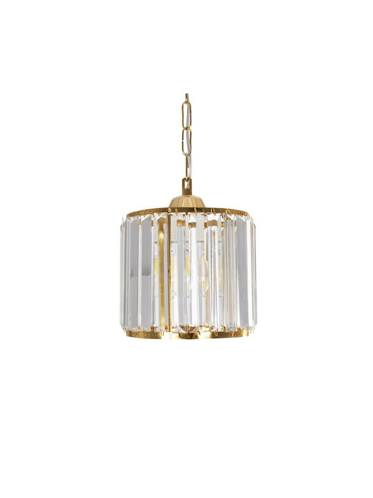 GloboStar Glamorous Hängelampe Gold mit Kristallen für Fassung E27 20x20x45cm.