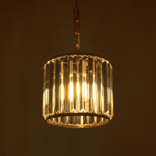 GloboStar Glamorous Pendant Light Gold with Crystals for Socket E27 20x20x45cm