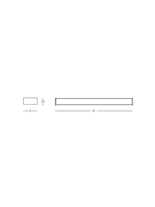 Zambelis Lights Lamp Bathroom with Integrated LED and Warm White Light Black 55x8x3.8cm
