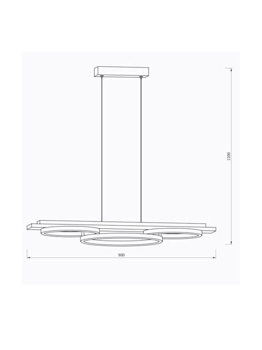 Sun Light Κρεμαστό Φωτιστικό Καφέ LED με Ρυθμιζόμενο Λευκό Φως Ράγα 120x80x80εκ.