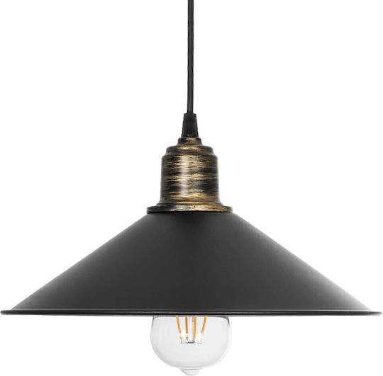 GloboStar Ferro Висящо Осветително Тяло Черен Камбанка 30x30x90см.