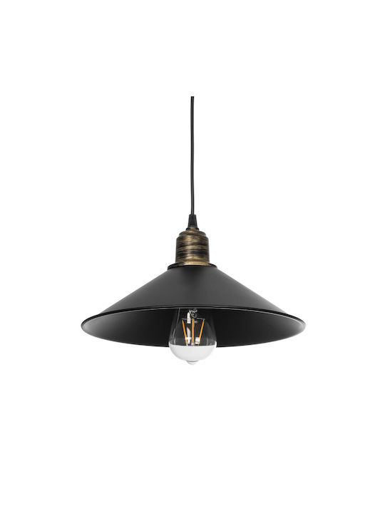 GloboStar Ferro Pendant Light Black Bell with Socket E27 30x30x90cm